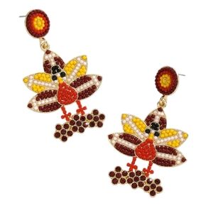 Thanksgiving Fall Turkey Football Dangle Earrings